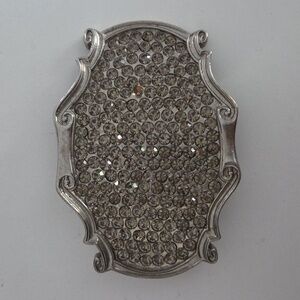 Vintage Y2k Womans Crystal Silver Tone BELT BUCKLE